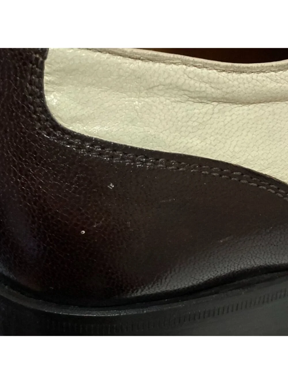 Gucci Bicolor Wingtip Leather Shoes 39.5 Brown White